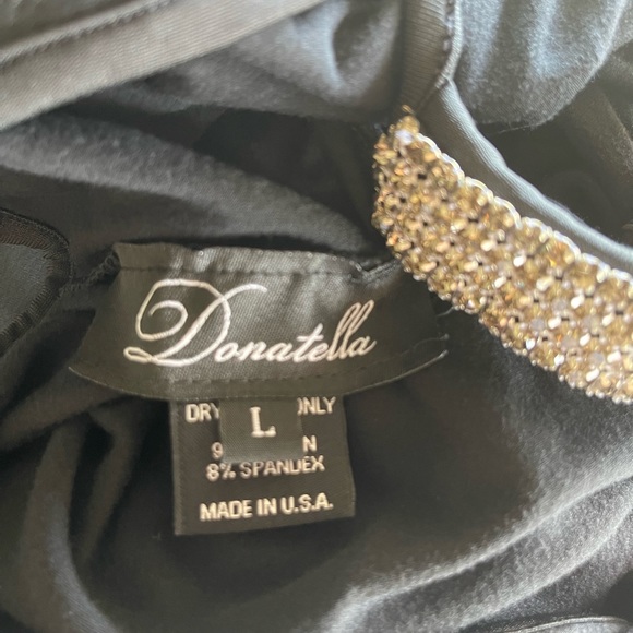 DONNATELLA Rhinestone halter low back long dress/gown black RARE - Picture 5 of 7
